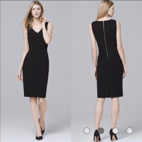 Body Perfecting Black V-Neck Seamed Sheath Dress - Picture 1 of 5